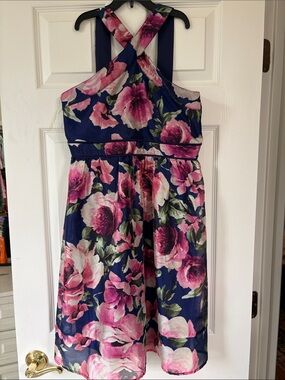 GB Girls Navy Floral Crisscross Sundress - Pink & Green Floral